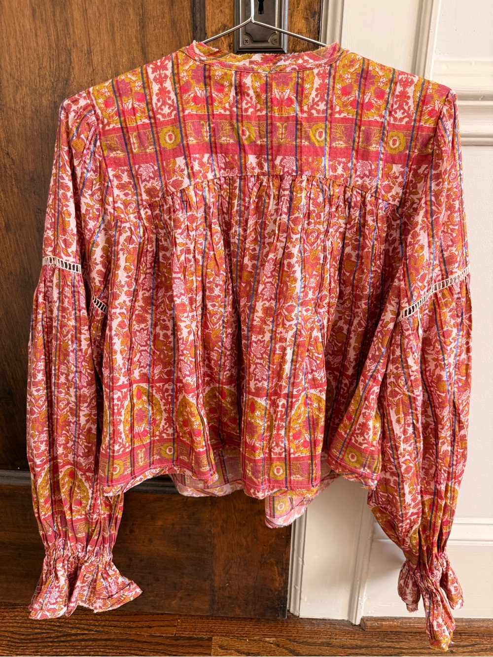 Free People Pink and Gold Floral Boho Blouse - Picture 2 of 3